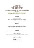 Menú El Llagar de la segona edició de les jornades gastronòmiques de la fava i el moscatell