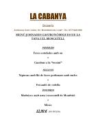 Menú La Cabanya de la tercera edició de les jornades gastronòmiques de la fava i el moscatell