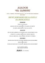 Menú El Llagar de la tercera edició de les jornades gastronòmiques de la fava i el moscatell