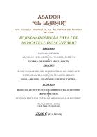 Menú El Llagar de la quarta edició de les jornades gastronòmiques de la fava i el moscatell