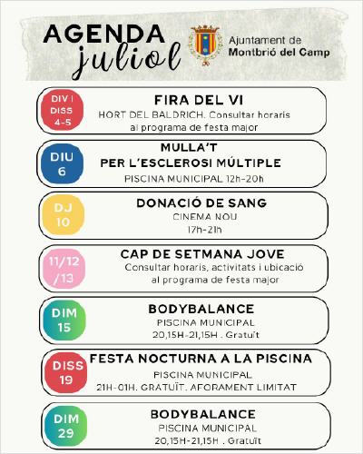 Agenda cultural juliol 2025
